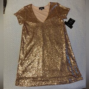 Lulu's Shimmering Gold Sequin Dress